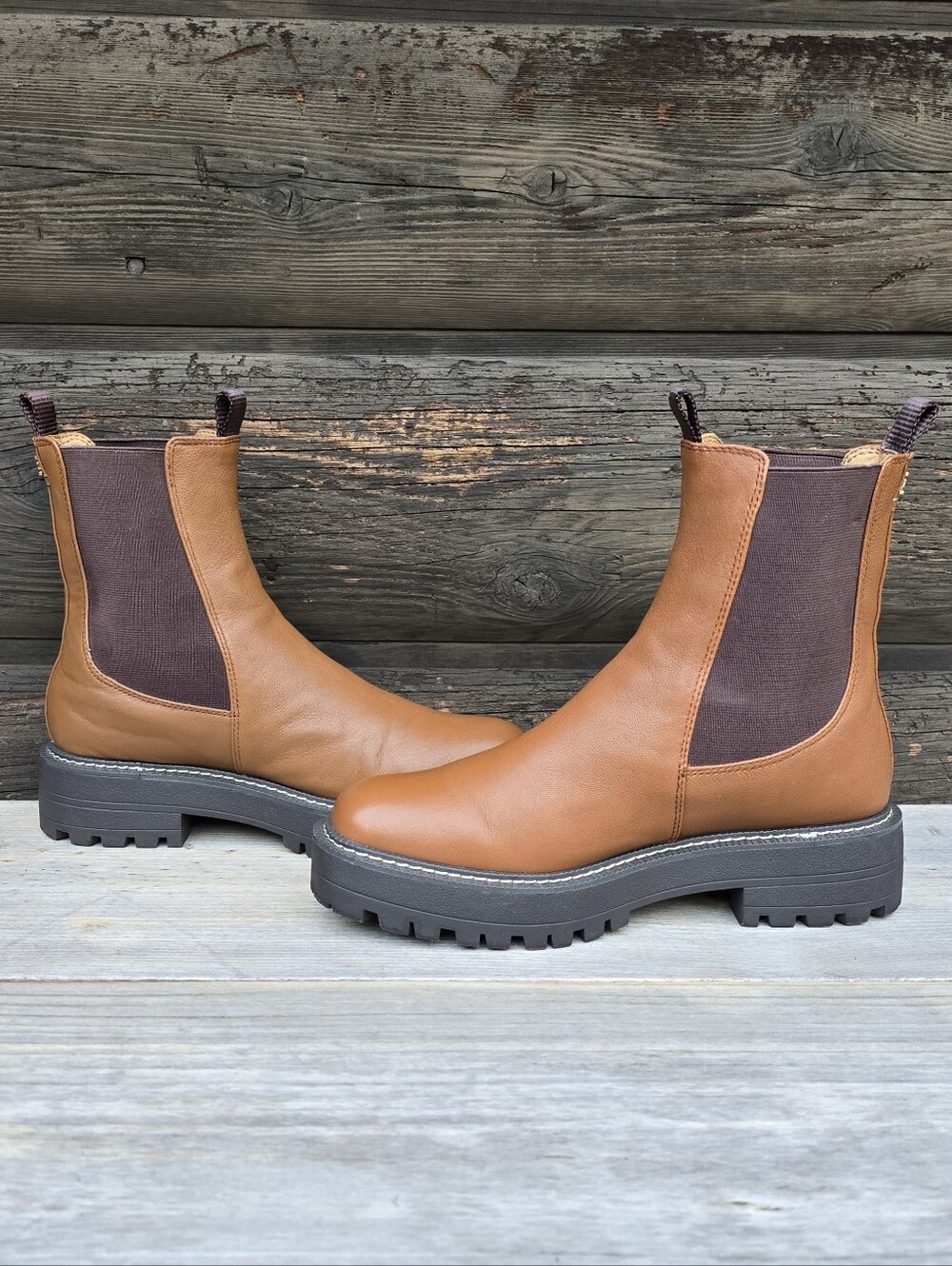 Sam Edelman Laguna Urban Utility Minimalist Platform Lug Sole Chelsea Boots 7.5M - Picture 6 of 16